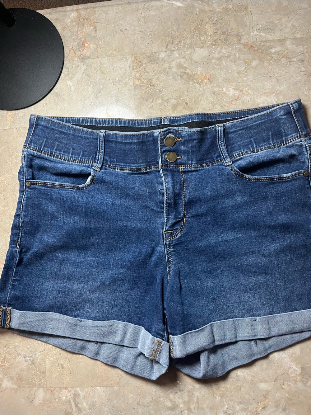 Apt. 9 Dark Blue Rolled-Hem Denim Shorts
